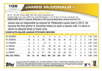 2013 Topps Opening Day #105 James McDonald Back