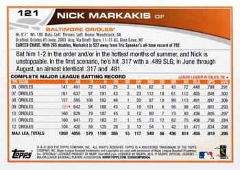 2013 Topps Opening Day #121 Nick Markakis Back