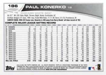2013 Topps Opening Day #186 Paul Konerko Back