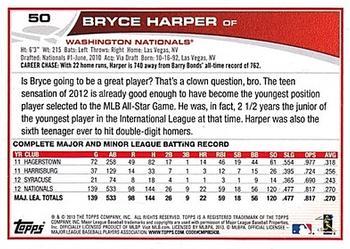 2013 Topps Opening Day #50 Bryce Harper Back