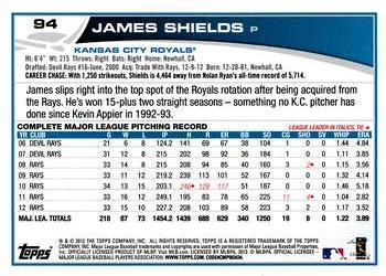 2013 Topps Opening Day #94 James Shields Back