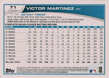 2013 Topps Opening Day #71 Victor Martinez Back