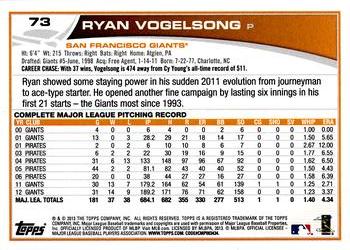 2013 Topps Opening Day #73 Ryan Vogelsong Back