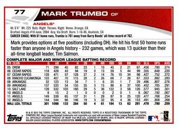 2013 Topps Opening Day #77 Mark Trumbo Back