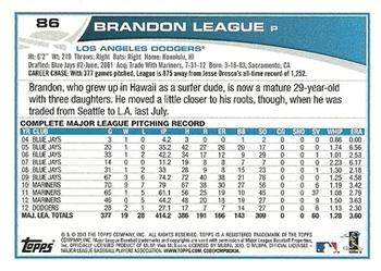 2013 Topps Opening Day #86 Brandon League Back