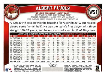 2011 Topps World Series Champions St. Louis Cardinals #WS1 Albert Pujols Back