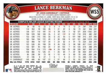 2011 Topps World Series Champions St. Louis Cardinals #WS5 Lance Berkman Back