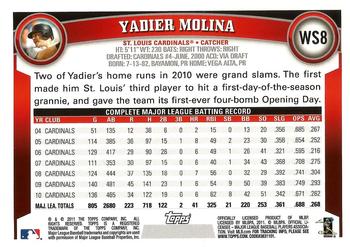 2011 Topps World Series Champions St. Louis Cardinals #WS8 Yadier Molina Back