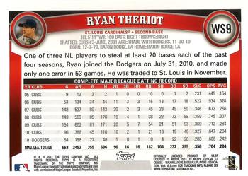 2011 Topps World Series Champions St. Louis Cardinals #WS9 Ryan Theriot Back