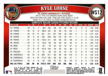 2011 Topps World Series Champions St. Louis Cardinals #WS12 Kyle Lohse Back
