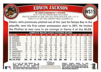 2011 Topps World Series Champions St. Louis Cardinals #WS15 Edwin Jackson Back