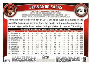 2011 Topps World Series Champions St. Louis Cardinals #WS16 Fernando Salas Back