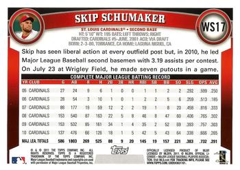 2011 Topps World Series Champions St. Louis Cardinals #WS17 Skip Schumaker Back