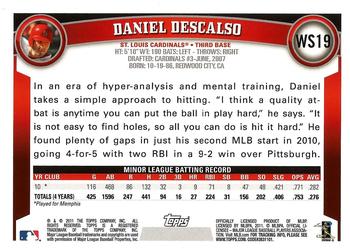 2011 Topps World Series Champions St. Louis Cardinals #WS19 Daniel Descalso Back