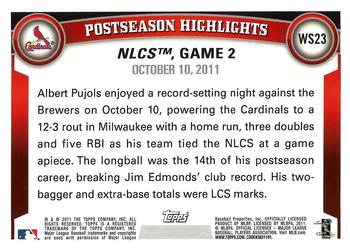 2011 Topps World Series Champions St. Louis Cardinals #WS23 Albert Pujols Back