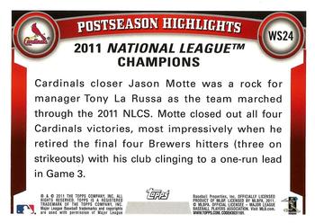 2011 Topps World Series Champions St. Louis Cardinals #WS24 Jason Motte Back