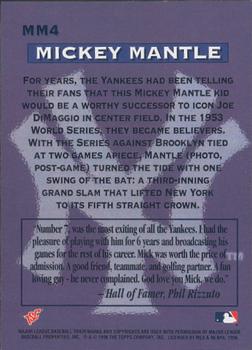 1996 Stadium Club - Mickey Mantle #MM4 Mickey Mantle Back