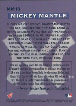 1996 Stadium Club - Mickey Mantle #MM13 Mickey Mantle Back