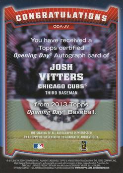 2013 Topps Opening Day - Autographs #ODA-JV Josh Vitters Back