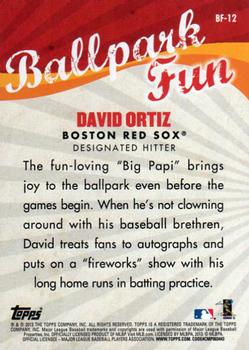 2013 Topps Opening Day - Ballpark Fun #BF-12 David Ortiz Back