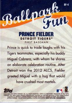 2013 Topps Opening Day - Ballpark Fun #BF-4 Prince Fielder Back