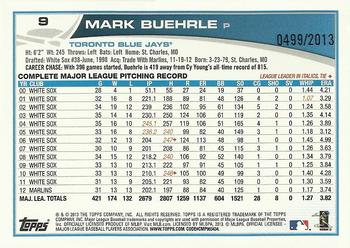 2013 Topps Opening Day - Blue #9 Mark Buehrle Back