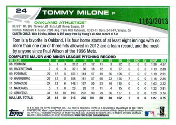 2013 Topps Opening Day - Blue #24 Tommy Milone Back