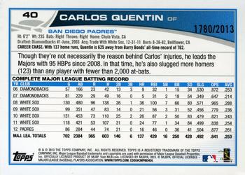 2013 Topps Opening Day - Blue #40 Carlos Quentin Back