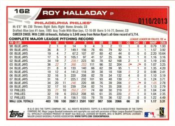2013 Topps Opening Day - Blue #162 Roy Halladay Back