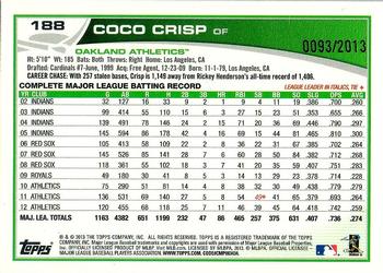 2013 Topps Opening Day - Blue #188 Coco Crisp Back