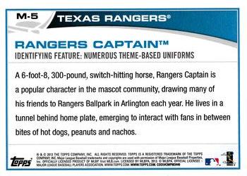 2013 Topps Opening Day - Mascots #M-5 Rangers Captain Back