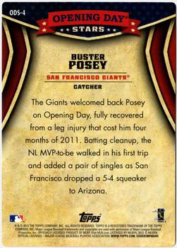 2013 Topps Opening Day - Opening Day Stars #ODS-4 Buster Posey Back