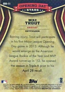 2013 Topps Opening Day - Opening Day Stars #ODS-11 Mike Trout Back