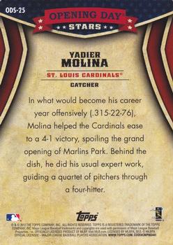 2013 Topps Opening Day - Opening Day Stars #ODS-25 Yadier Molina Back
