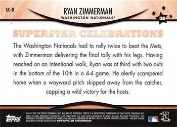 2013 Topps Opening Day - Superstar Celebrations #SC-8 Ryan Zimmerman Back