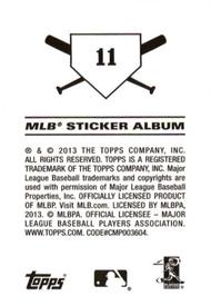 2013 Topps Stickers #11 Jon Lester Back