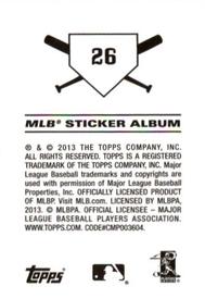 2013 Topps Stickers #26 Andy Pettitte Back