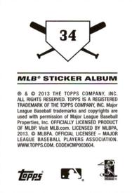 2013 Topps Stickers #34 Ben Zobrist Back