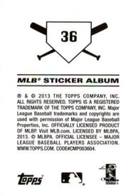 2013 Topps Stickers #36 Jeremy Hellickson Back