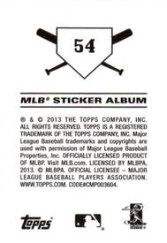 2013 Topps Stickers #54 Chicago White Sox Back
