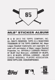 2013 Topps Stickers #85 Justin Morneau Back