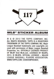 2013 Topps Stickers #117 Oakland Athletics Back