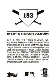 2013 Topps Stickers #193 Zack Cozart Back