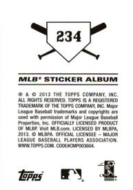 2013 Topps Stickers #234 Arizona Diamondbacks Back