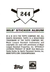 2013 Topps Stickers #244 Sandy Koufax Back
