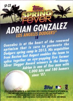 2013 Topps - Spring Fever #SF-23 Adrian Gonzalez Back