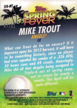 2013 Topps - Spring Fever Autographs #SFA-MT Mike Trout Back