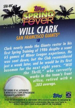 2013 Topps - Spring Fever Autographs #SFA-WC Will Clark Back