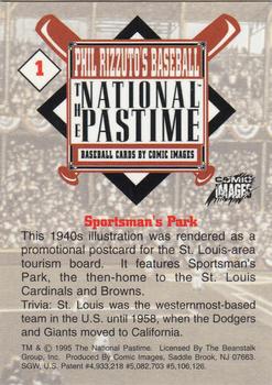 1995 Comic Images Phil Rizzuto's Baseball: The National Pastime #1 Sportsman's Park Back