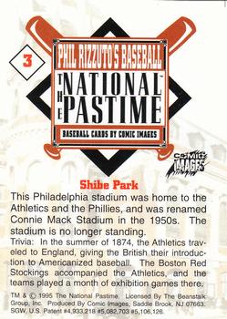 1995 Comic Images Phil Rizzuto's Baseball: The National Pastime #3 Shibe Park Back